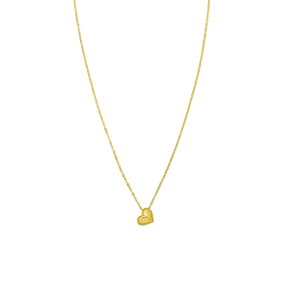 Mini Puffed Heart Pendant Necklace in 14K Yellow Gold – Image 1 of 3