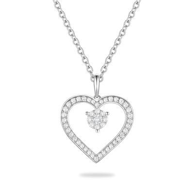 Diamond Open Heart Drop Pendant in Sterling Silver (1/3 ct. tw.)