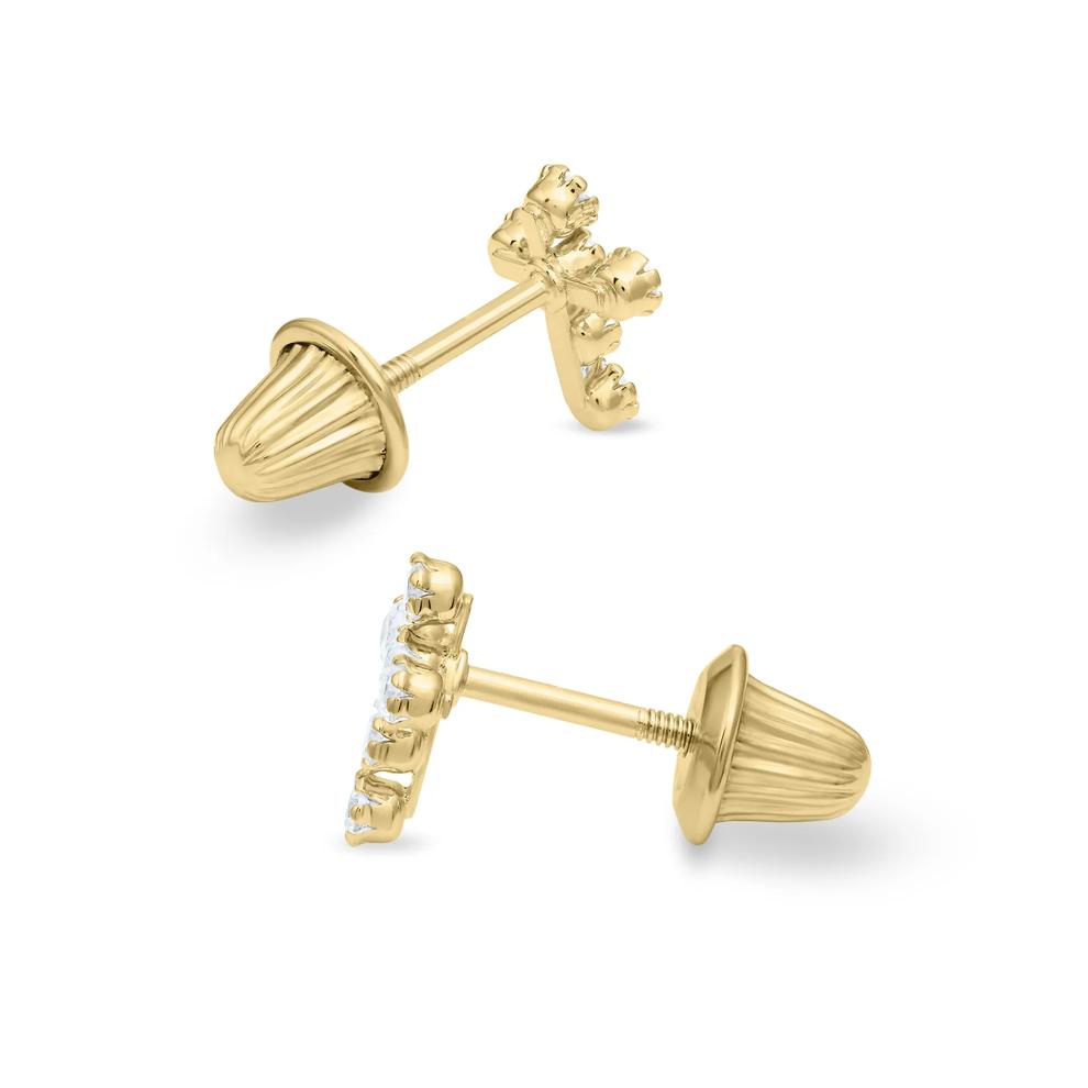 Children's Lab-Created White Cubic Zirconia Cross Stud Earrings in 14K Yellow Gold – Image 2 of 2