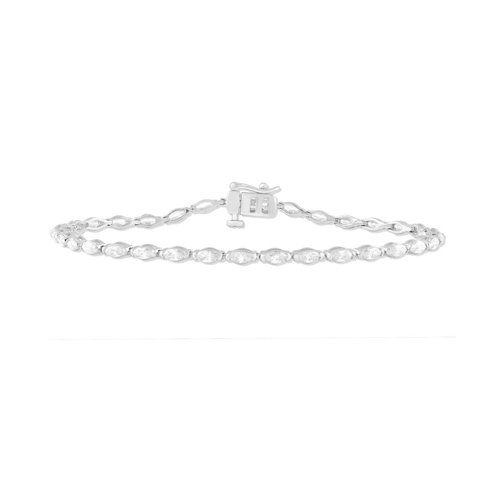 Lab Grown Diamond Marquise Line Bracelet in 10K White Gold (3 ct. tw.) – Image 1 of 2