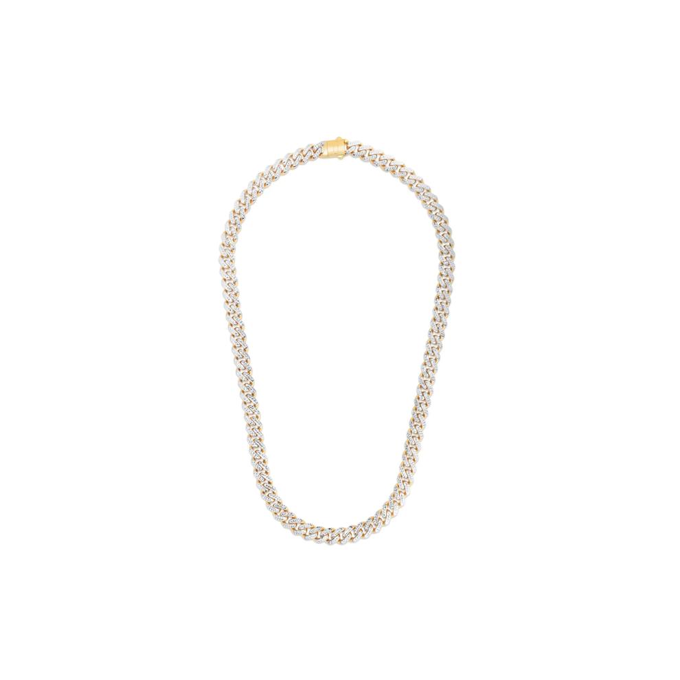 Miami Cuban Diamond-Cut Chain Necklace in 14K White and Yellow Gold, 9.5MM, 22" – Image 1 of 2