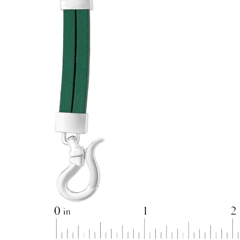 Men&#39;s Double Flat Green Leather Screw Bracelet in Vermeil and Sterling Silver, 8.5&quot; – Image 3 of 3