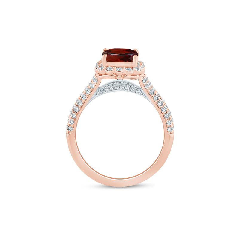 Trista Garnet and Diamond Engagement Ring in 14K Rose and Yellow Gold &#40;5/8 ct. tw.&#41; – Image 2 of 3