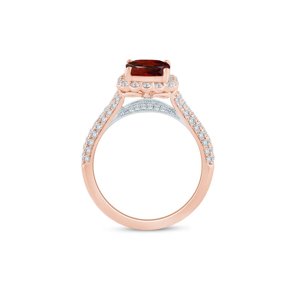 Trista Garnet and Diamond Engagement Ring in 14K Rose and Yellow Gold (5/8 ct. tw.) – Image 2 of 3