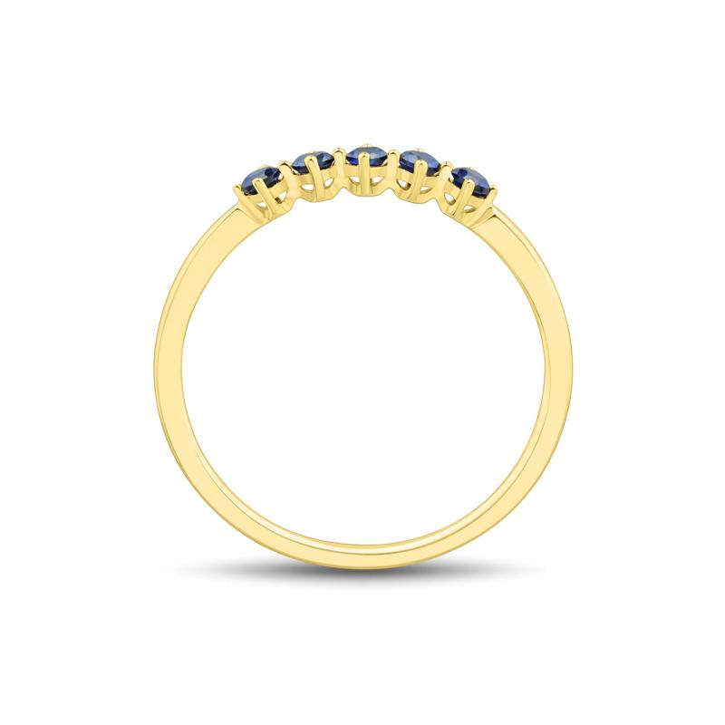 Lab-Created Blue Sapphire Five-Stone Band in 10K Yellow Gold – Image 2 of 3