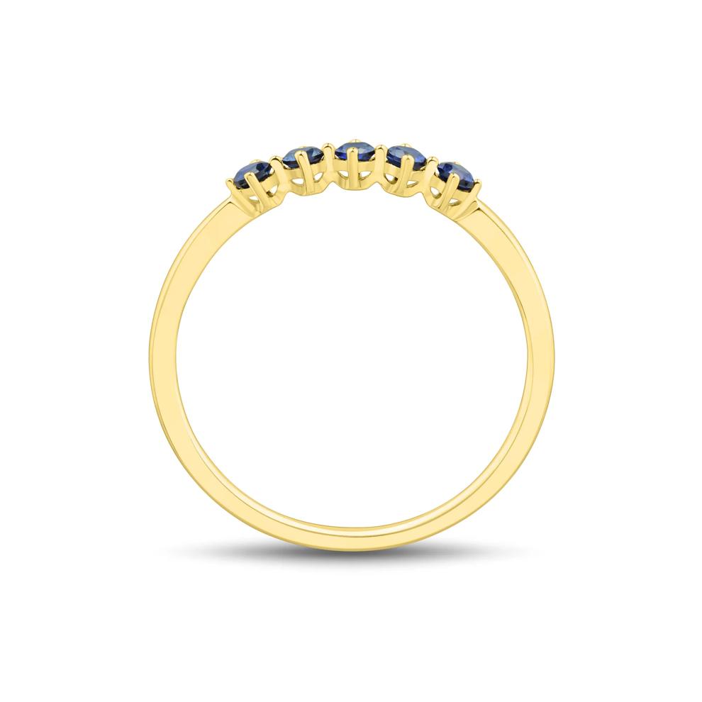 Lab-Created Blue Sapphire Five-Stone Band in 10K Yellow Gold – Image 2 of 3