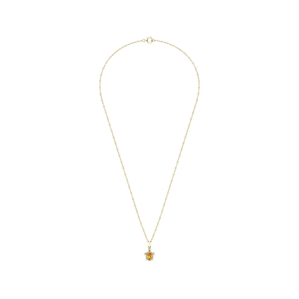 Citrine &amp; Diamond Accent Turtle Pendant Necklace in 10K Yellow Gold – Image 3 of 4