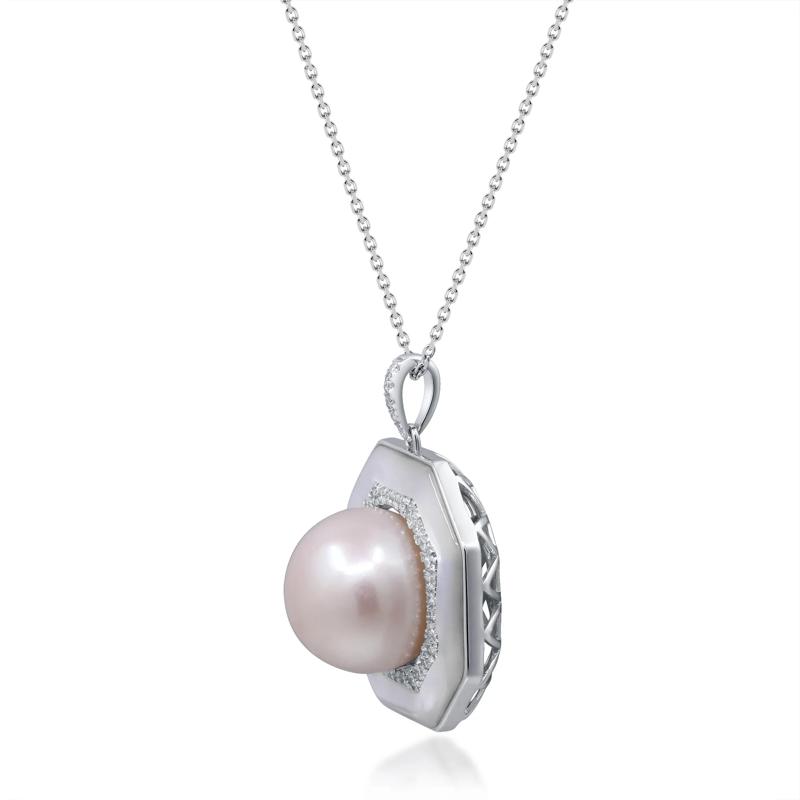 Pearl and Diamond Pendant in 14K White Gold &#40;1/3 ct. tw.&#41; – Image 2 of 3