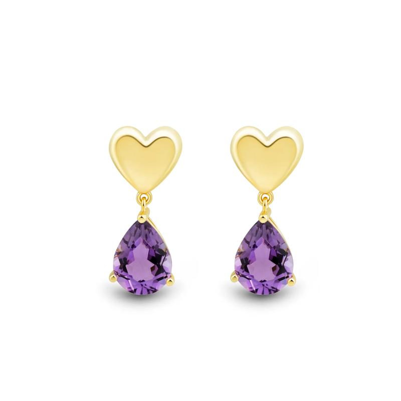 Amethyst Heart Drop Earring and Pendant Set in Vermeil – Image 6 of 6
