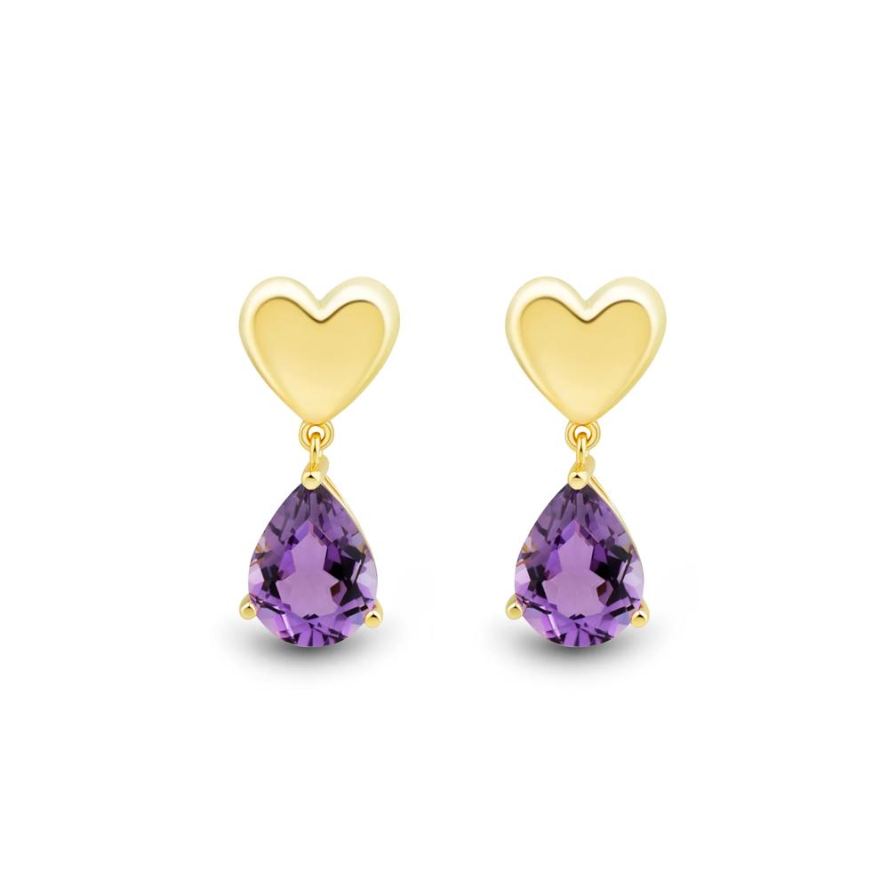 Amethyst Heart Drop Earring and Pendant Set in Vermeil – Image 6 of 6