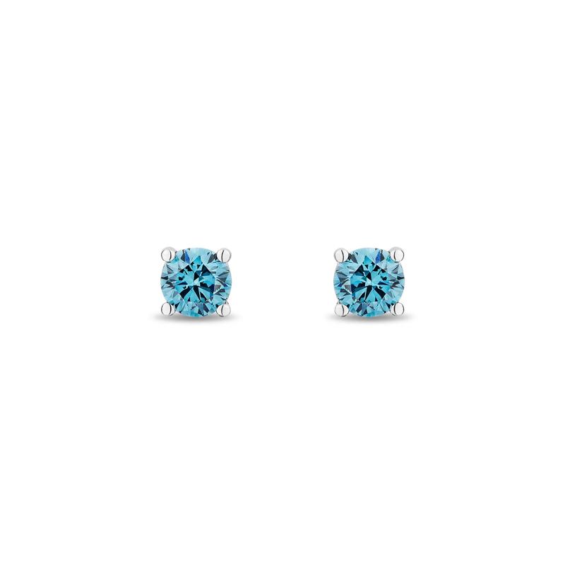 Lab Grown Diamond Blue Stud Earrings in 14K White Gold &#40;1/4 ct. tw.&#41; – Image 2 of 2