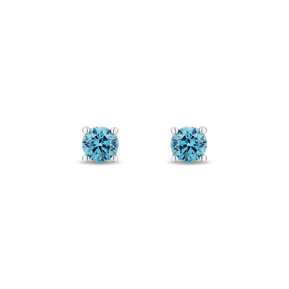 Lab Grown Diamond Blue Stud Earrings in 14K White Gold (1/4 ct. tw.) – Image 2 of 2