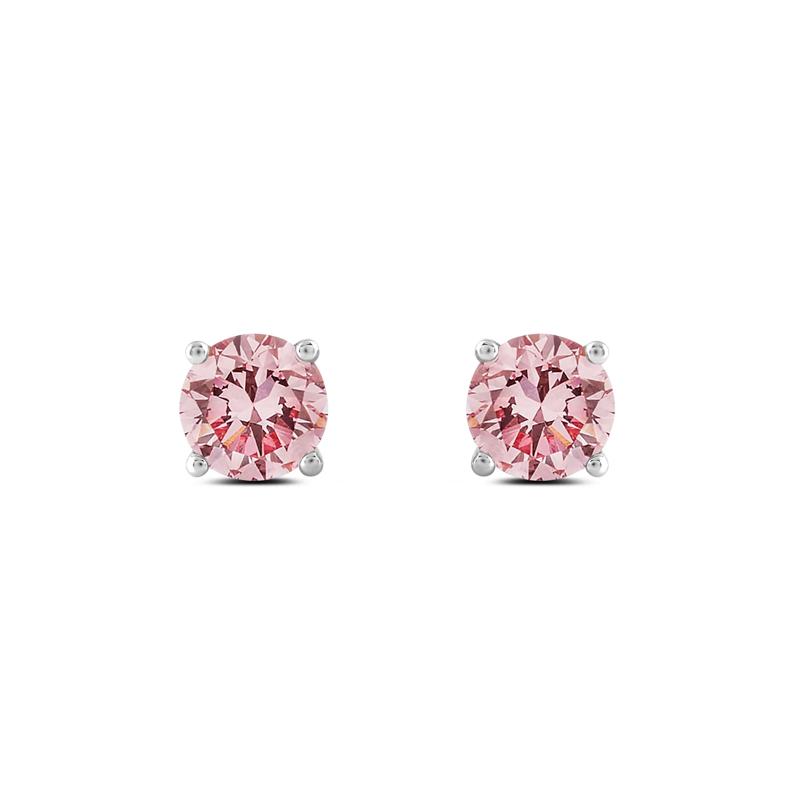Lab Grown Diamond Pink Stud Earrings in 14K White Gold &#40;1 ct. tw.&#41; – Image 2 of 2