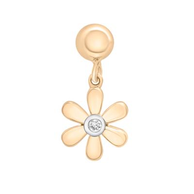 Diamond Accent Flower Bead Charm in Vermeil