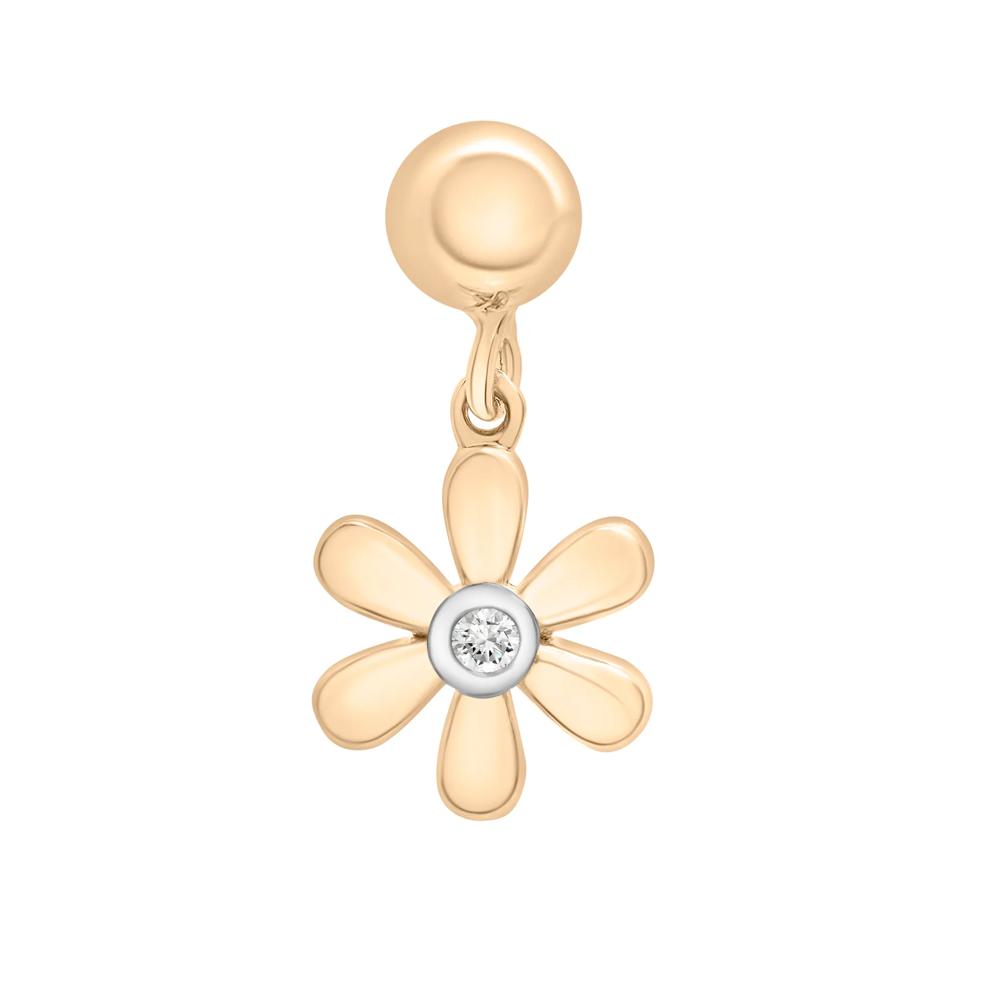 Diamond Accent Flower Bead Charm in Vermeil – Image 1 of 3