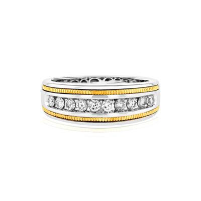 Men's 1/2 ct. tw. Diamond Milgrain Band in 10K Yellow & White Gold