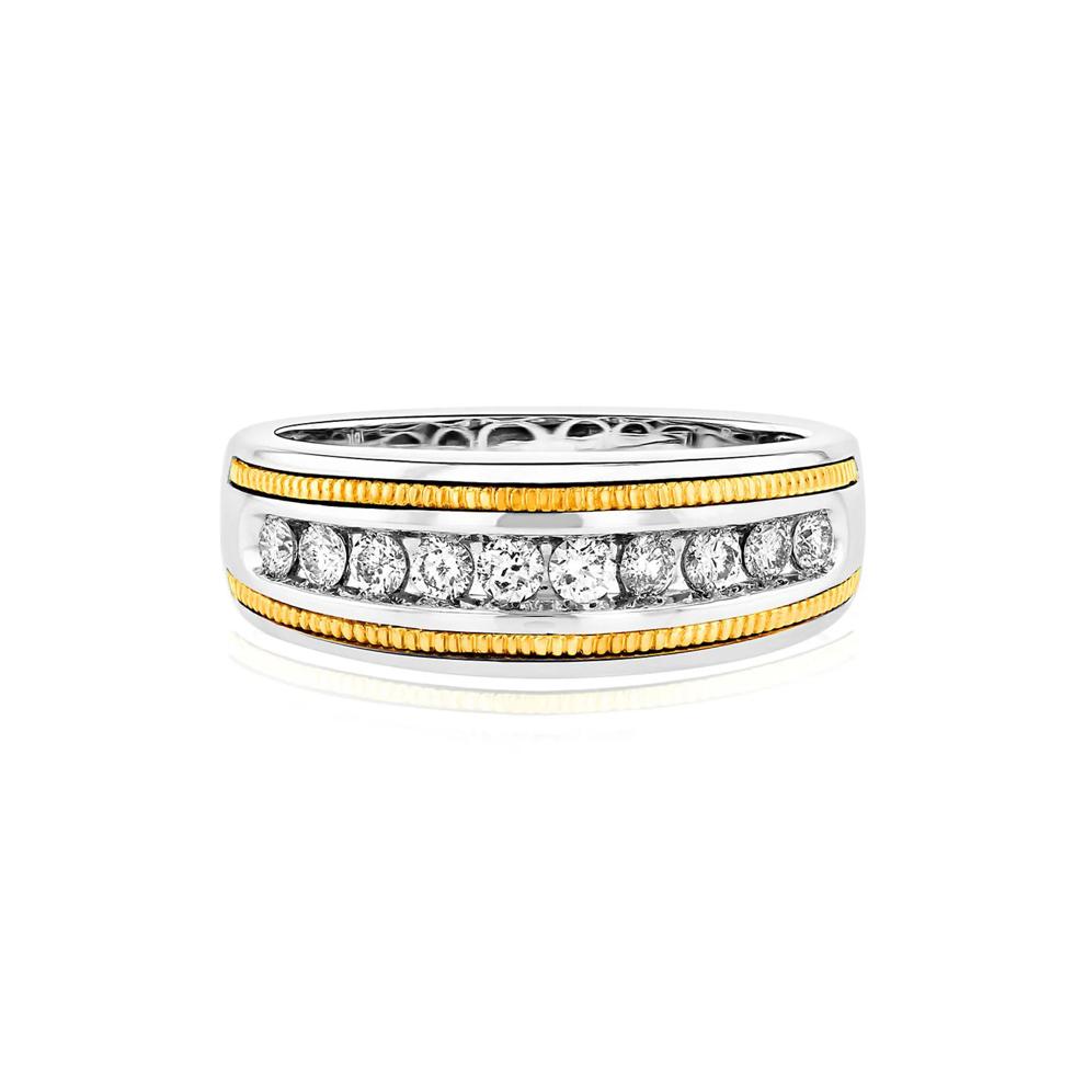 Men's 1/2 ct. tw. Diamond Milgrain Band in 10K Yellow &amp; White Gold – Image 1 of 3