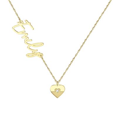 Personalized Cursive Name and Charm Gemstone Necklace 