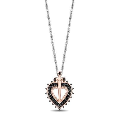 Evil Queen Black Diamond Pendant in Sterling Silver & 10K Rose Gold (1/5 ct. tw.)
