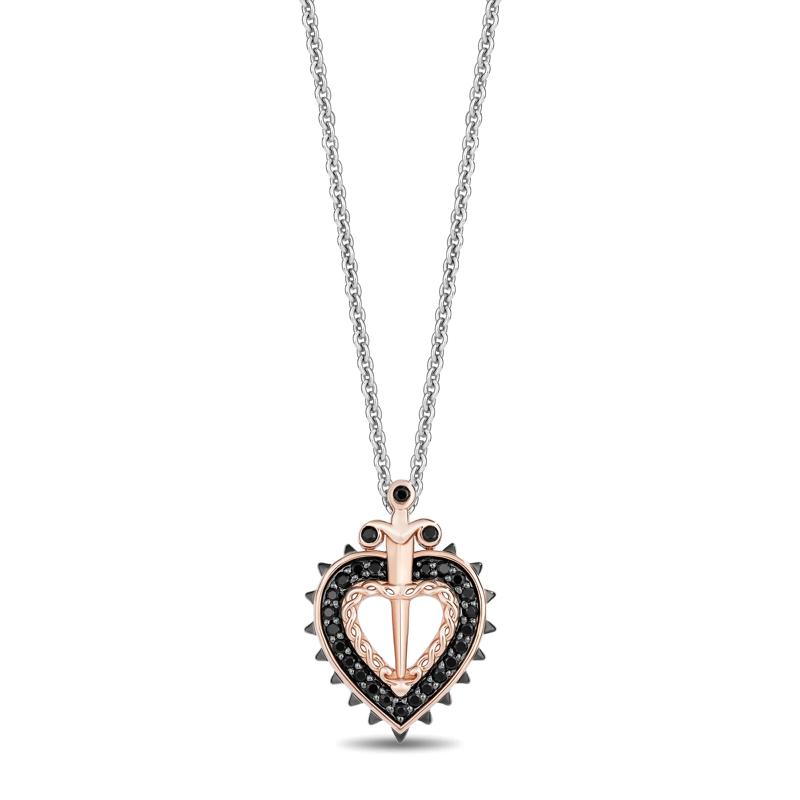 Evil Queen Black Diamond Pendant in Sterling Silver &amp; 10K Rose Gold &#40;1/5 ct. tw.&#41; – Image 1 of 3