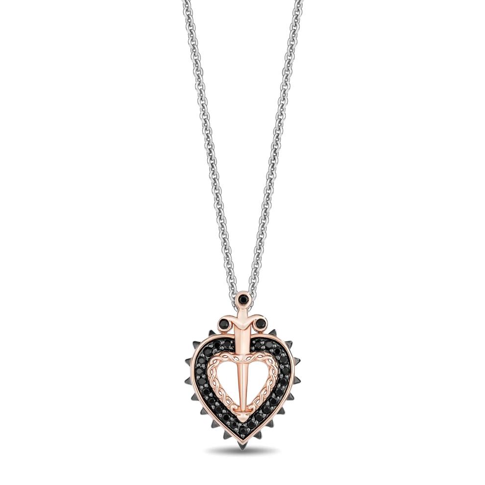 Evil Queen Black Diamond Pendant in Sterling Silver &amp; 10K Rose Gold (1/5 ct. tw.) – Image 1 of 3