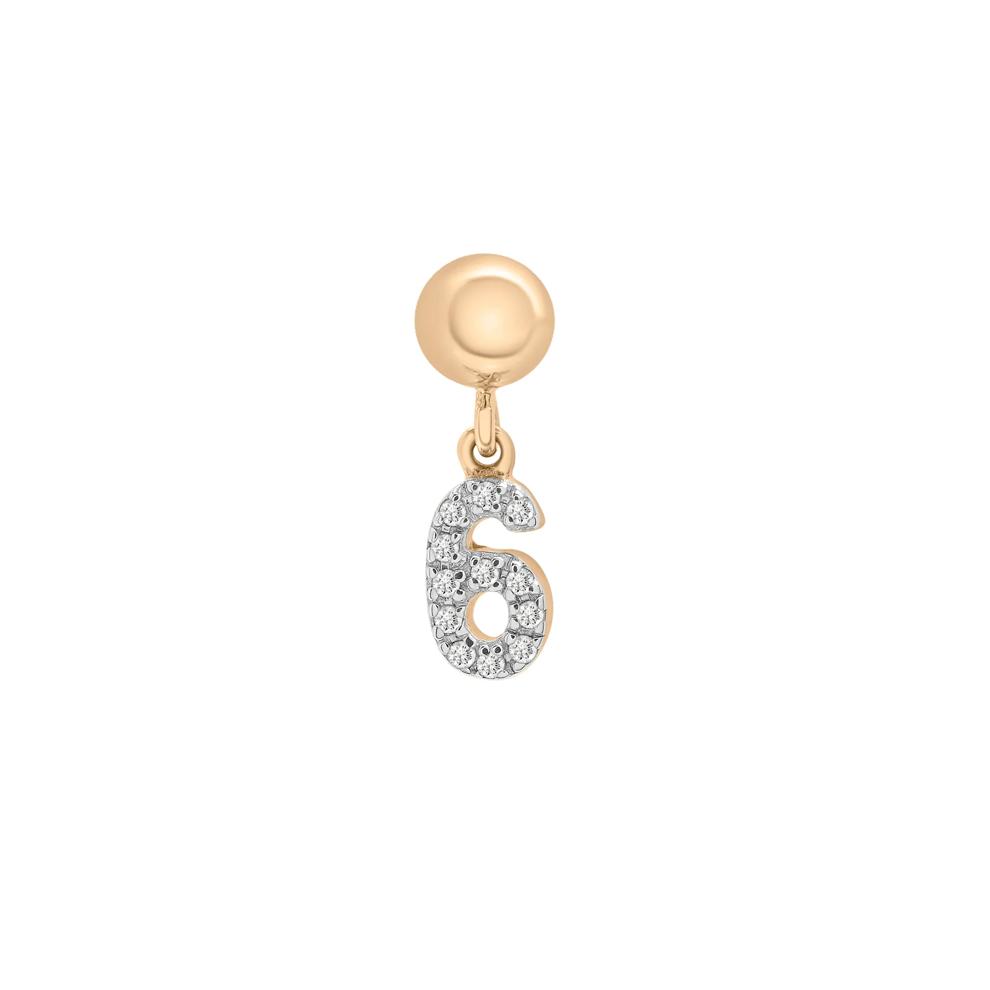 Diamond Accent  Number 6 Bead Charm in Vermeil – Image 1 of 1