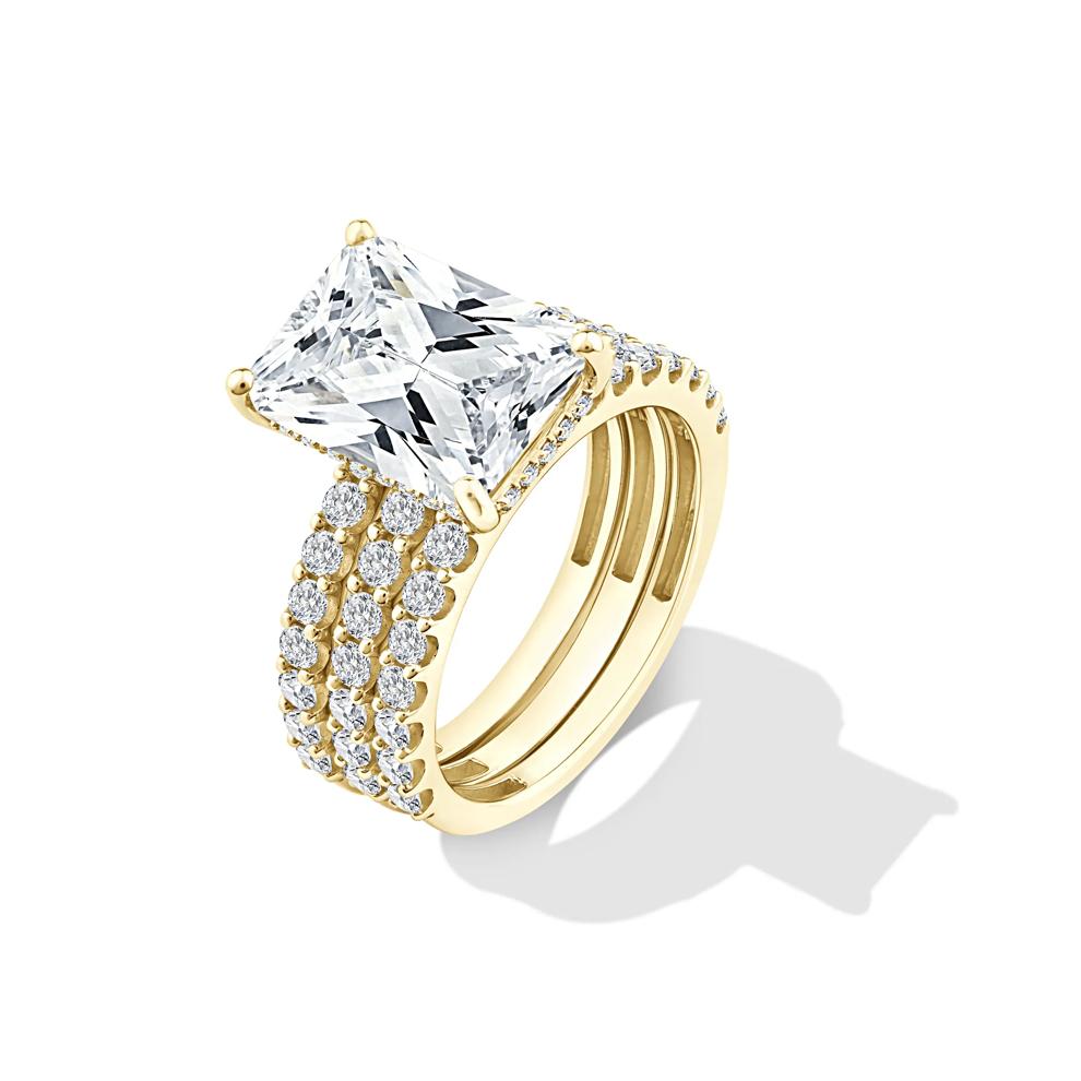 Lab Grown Diamond Radiant 3-Piece Engagement Set in 14K Yellow Gold (7 1/2 ct. tw.) – Image 5 of 6