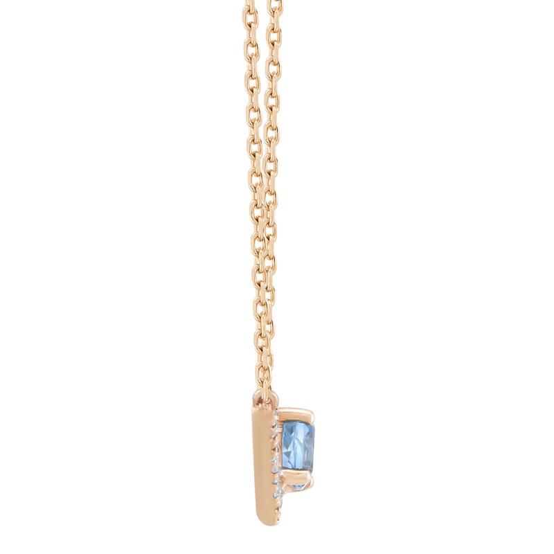 Blue Topaz and Lab-Created White Sapphire Necklace in 10K Rose Gold – Image 2 of 3