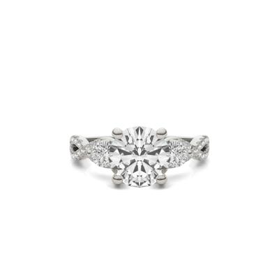 Lab Created Moissanite Twist-Shank Multi-Stone Engagement Ring in 14K Gold