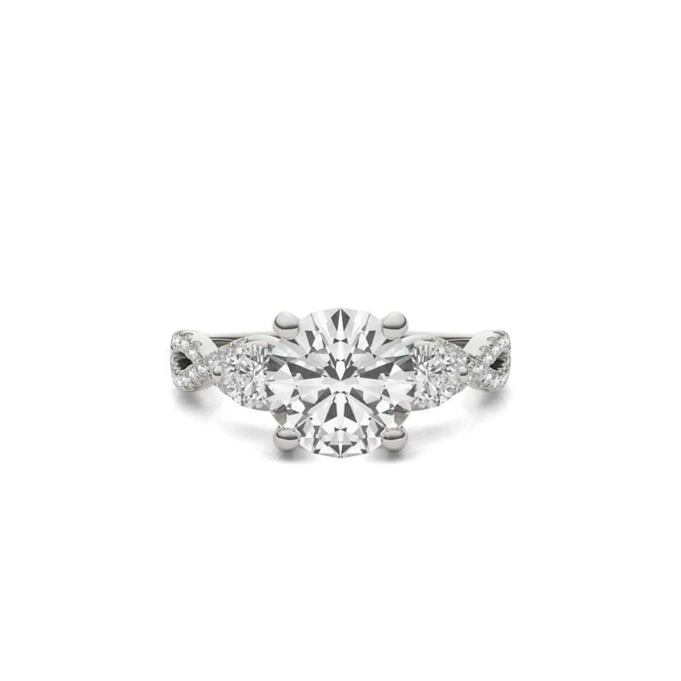 Lab Created Moissanite Twist-Shank Multi-Stone Engagement Ring in 14K White Gold – Image 1 of 6