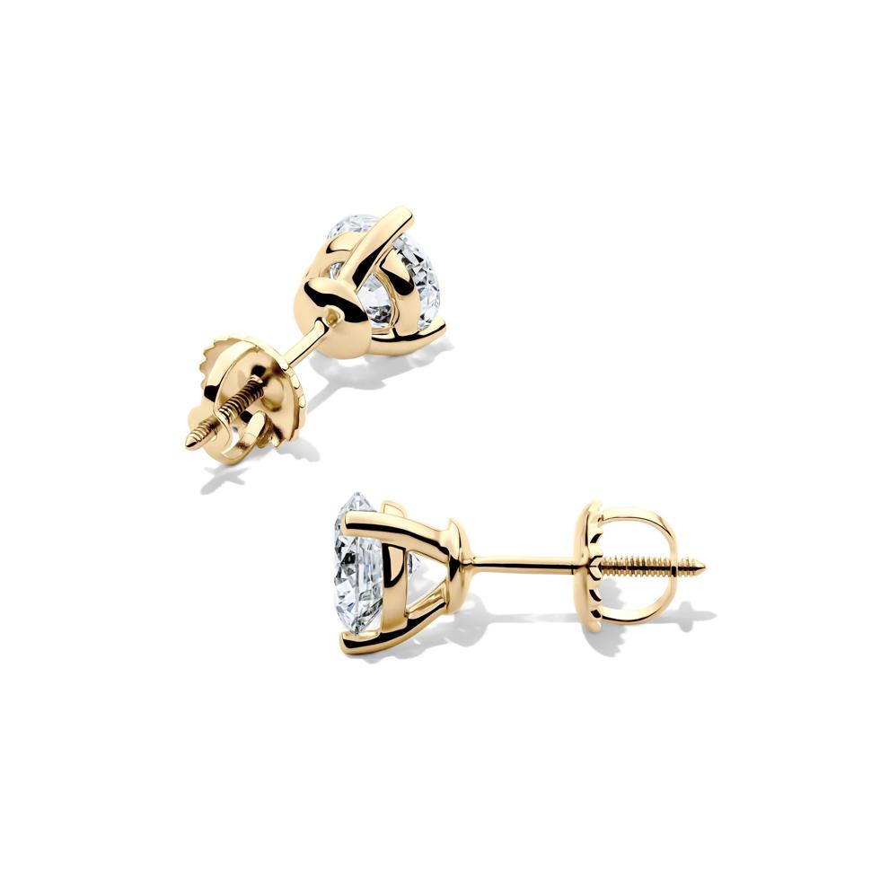 Lab Grown Diamond Round Martini Stud Earrings in 14K Yellow Gold (1 1/2 ct. tw.) – Image 2 of 3
