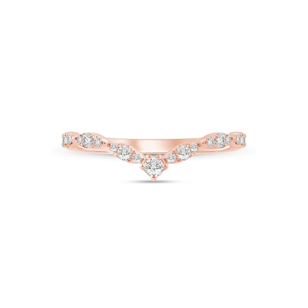Faux Marquise Diamond Chevron Band in 14K Rose Gold (1/4 ct. tw.) – Image 1 of 3