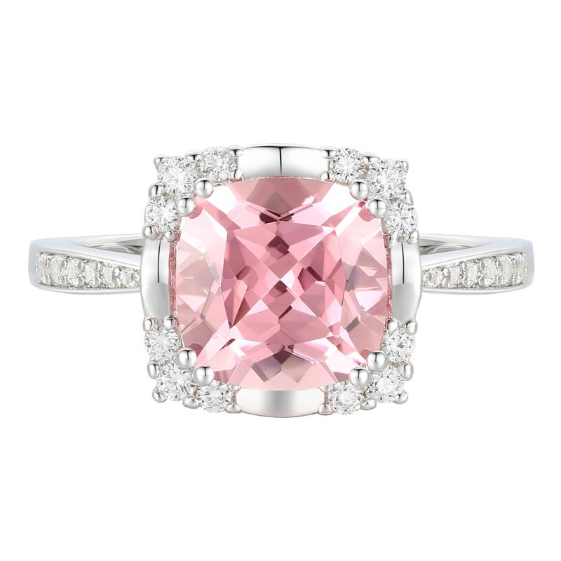 Lab-Created Pink &amp; Lab-Created White Sapphire Ring, Earring and Pendant Set in Sterling Silver – Image 2 of 8