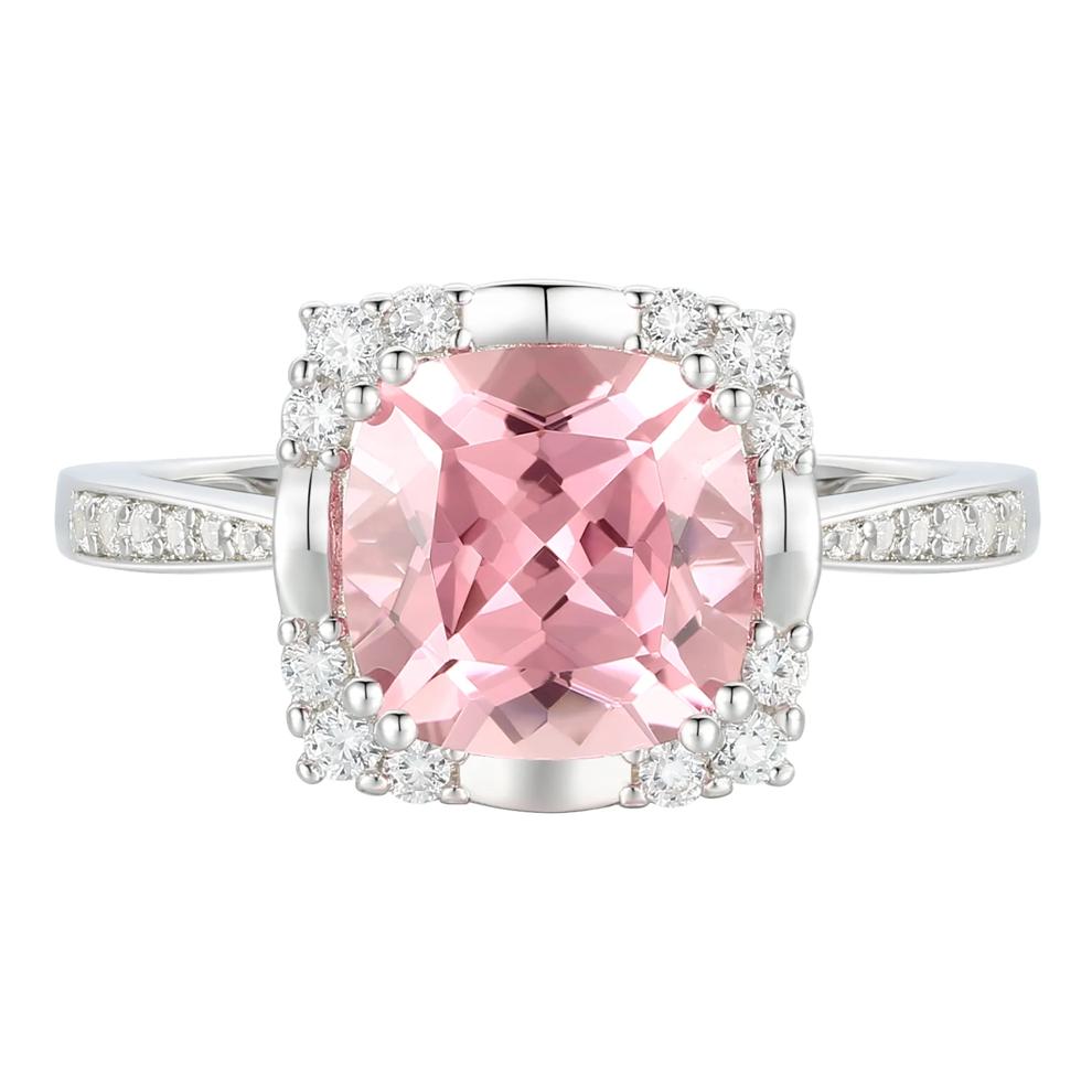 Lab-Created Pink &amp; Lab-Created White Sapphire Ring, Earring and Pendant Set in Sterling Silver – Image 2 of 8