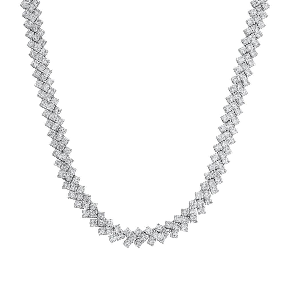 Lab Grown Diamond Pav&eacute; Curb Necklace in 14K White Gold (20 ct. tw.) – Image 1 of 2