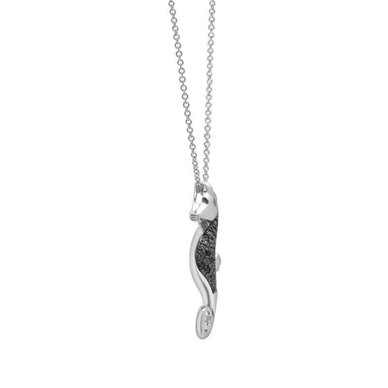 Black Diamond Seahorse Pendant in Sterling Silver &#40;1/10 ct. tw.&#41; – Image 2 of 4