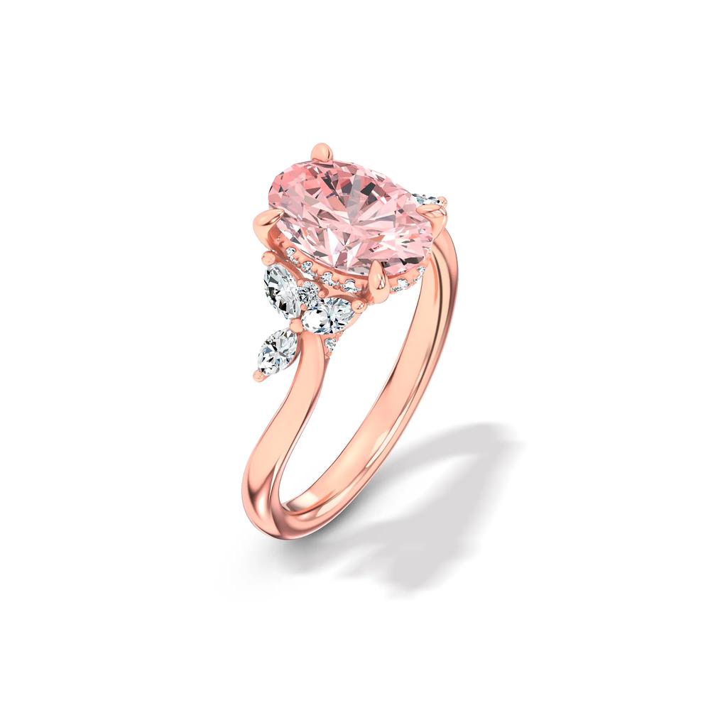 Lab Grown Diamond Pink Oval Engagement Ring in 14K Rose Gold (2 1/2 ct. tw.) – Image 4 of 4