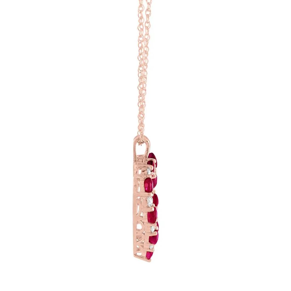 Ruby &amp; 1/5 ct. tw. Diamond Heart Pendant in 10K Rose Gold – Image 3 of 4