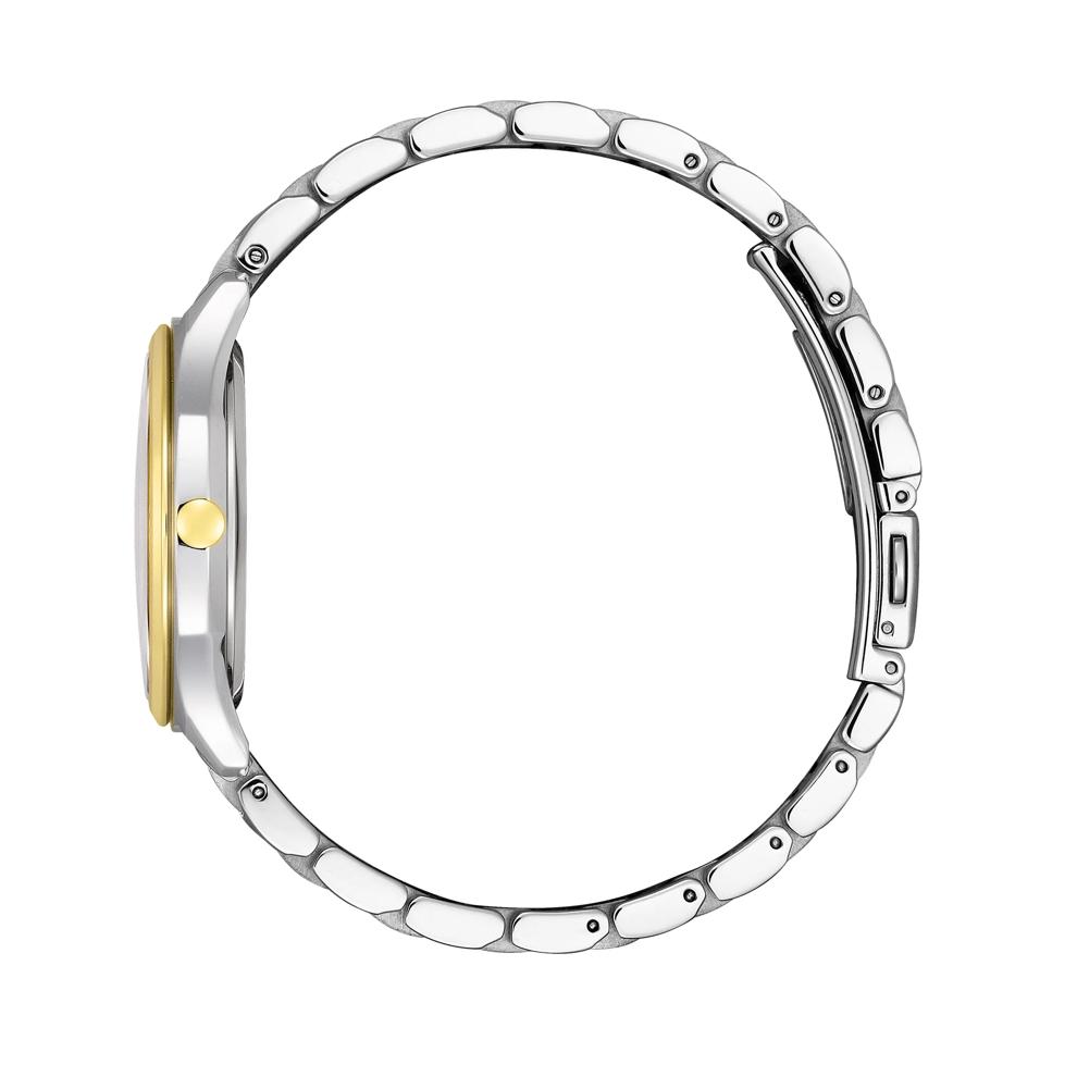 Ladies' Disney Falling Mickey &amp; Minnie Watch in Gold-Tone Stainless Steel, 35MM – Image 2 of 3