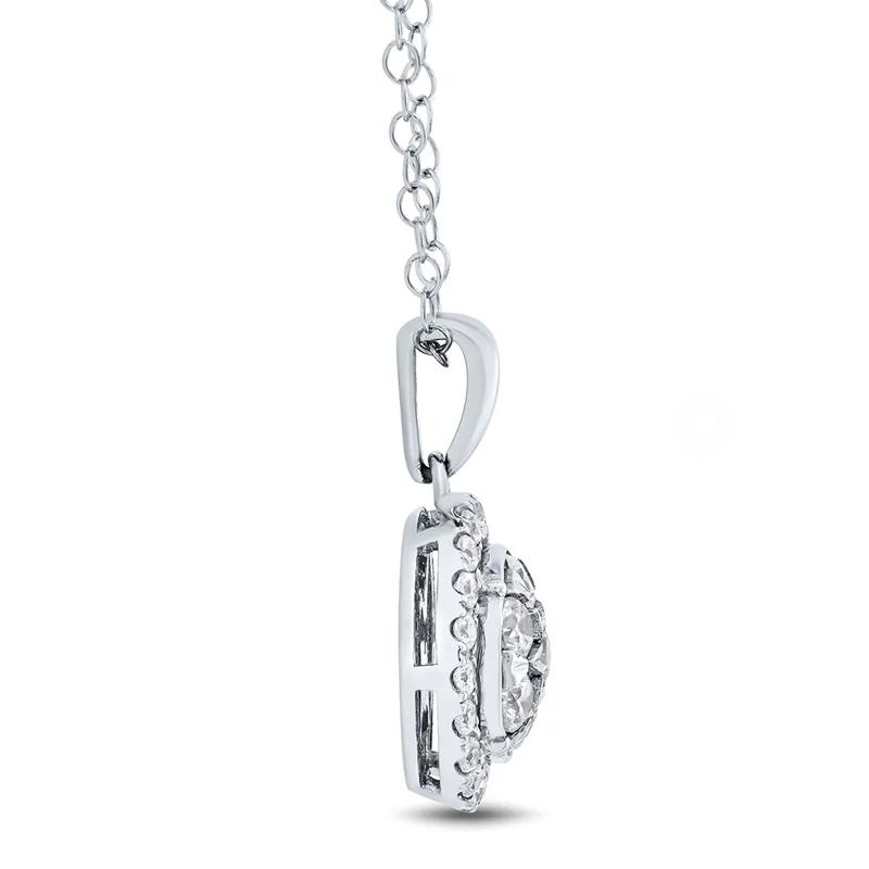 Lab Grown Diamond Pendant with Round Cluster in 14K White Gold &#40;5/8 ct. tw.&#41; – Image 2 of 3