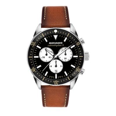 Gent's Heritage Calendoplan S Chronograph Watch in Cognac Brown Leather