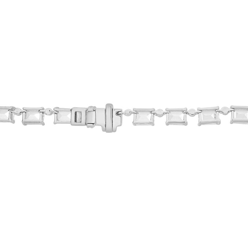 Lab-Created White Sapphire Tennis Necklace in Sterling Silver – Image 3 of 5
