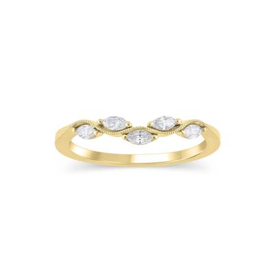 Lab Grown Diamond Marquise-Cut Milgrain Contour Band in 14K Yellow Gold (1/4 ct. tw.)