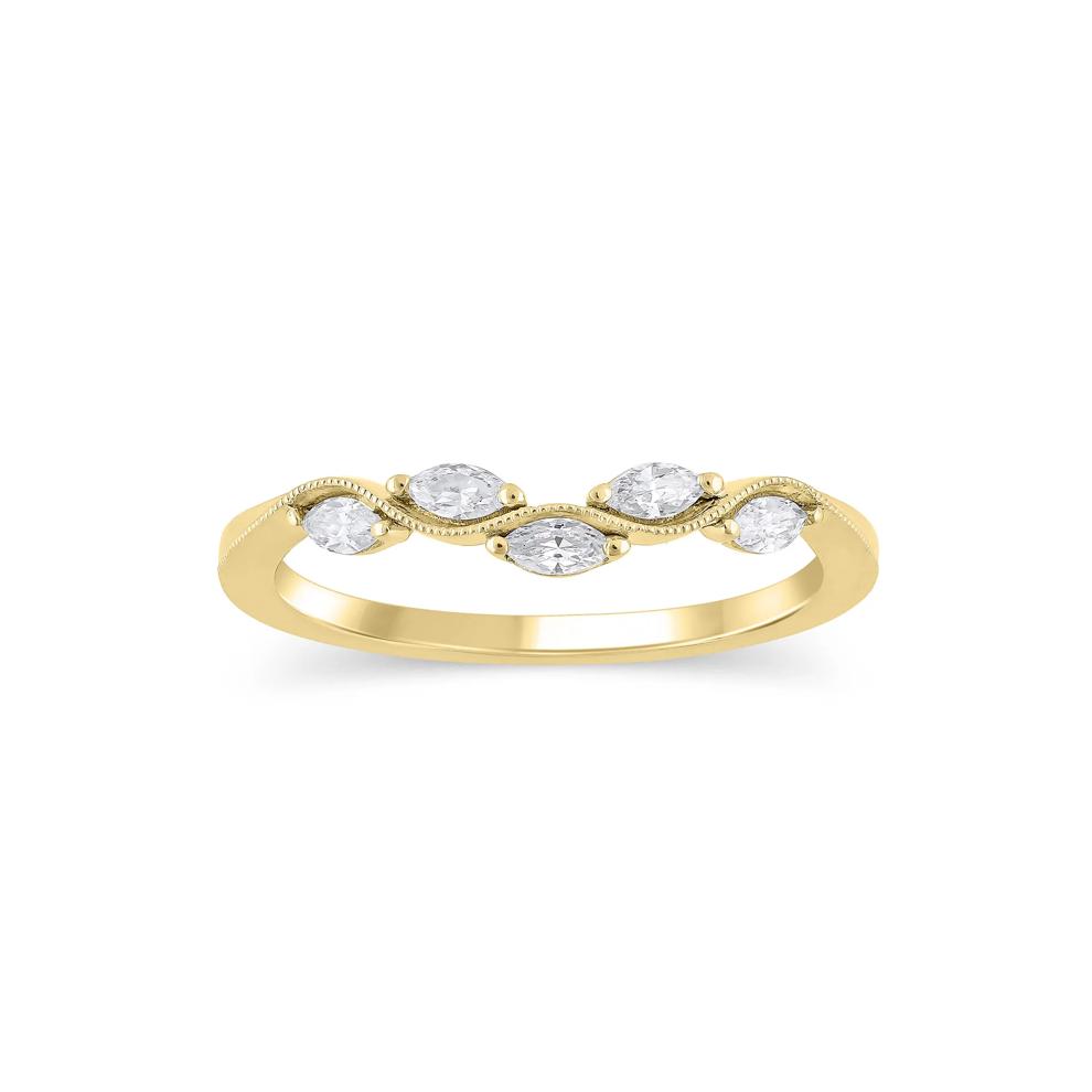 Lab Grown Diamond Marquise-Cut Milgrain Contour Band in 14K Yellow Gold (1/4 ct. tw.) – Image 1 of 3