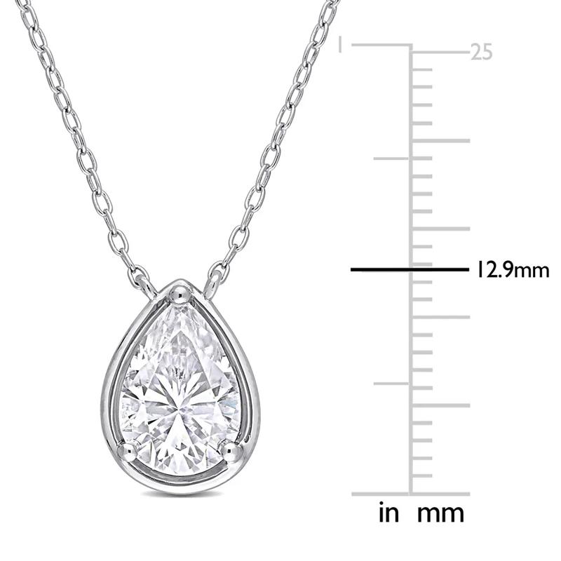 Pear-Shaped Moissanite Pendant in Sterling Silver (2 ct. dew) – Image 3 of 4