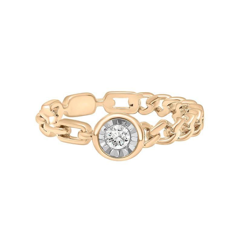 Diamond Curb Link Ring in Vermeil &#40;1/10 ct. tw.&#41; – Image 1 of 7
