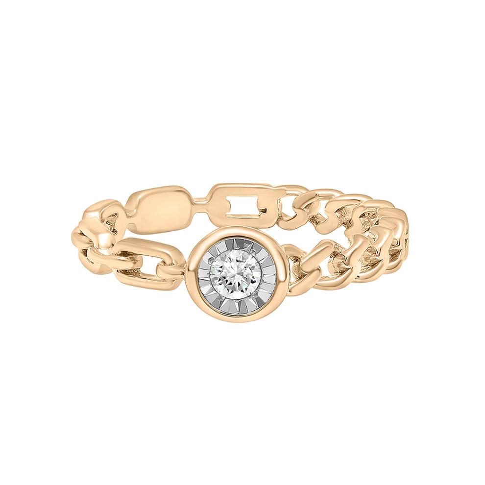 Diamond Curb Link Ring in Vermeil (1/10 ct. tw.) – Image 1 of 7