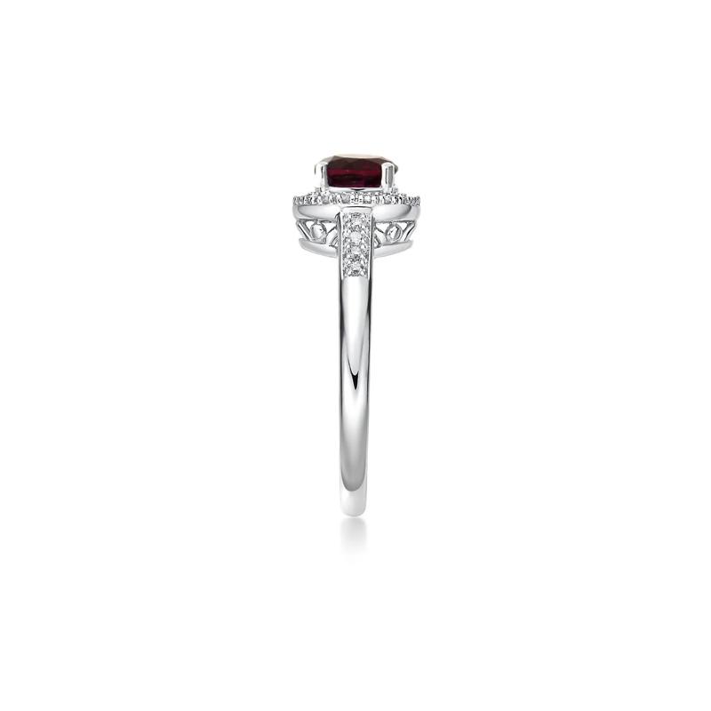 Garnet &amp; 1/8 ct. tw. Diamond Ring in Sterling Silver – Image 3 of 3