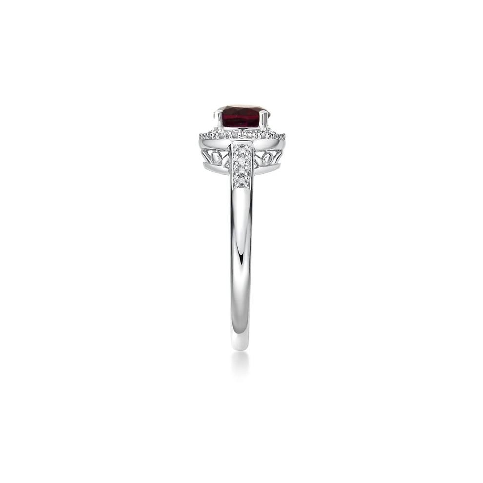 Garnet &amp; 1/8 ct. tw. Diamond Ring in Sterling Silver – Image 3 of 3