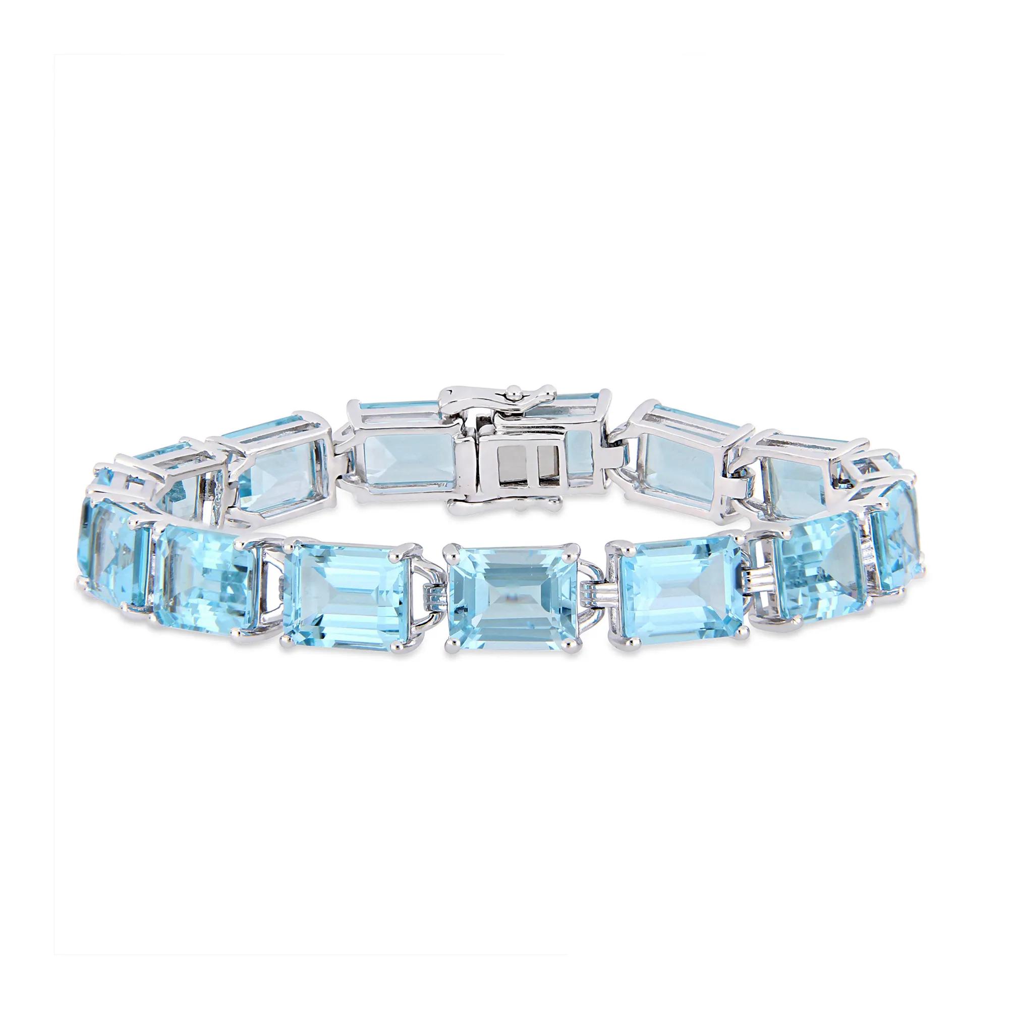 Freida Rothman Vault 925 Sterling Silver Genuine Blue Topaz Tennis Bracelet Gemstone Sky Blue Topaz & Blue Sapphire 925 Sterling Silver  main image 2